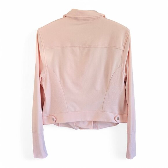 H By Halston Womens Light Pink Cotton Blend Moto Jacket Size 12 - Picture 4 of 11